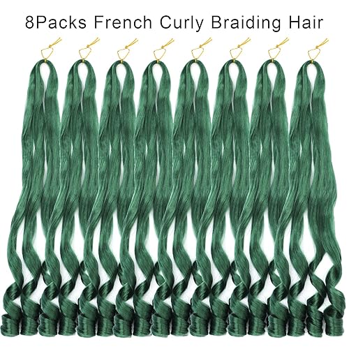 Miniatura 6 de Cabello rizado francés trenzado de 22 pulgadas, 8 paquetes de cabello trenzado preestirado, cabello ondulado suelto, trenzas de ganchillo para