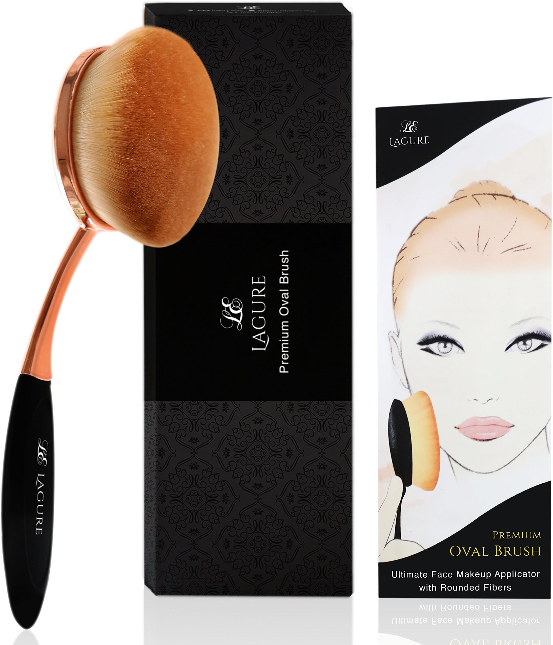 Oval Makeup Brush - The Perfect Cruelty Free Makeup Brush for Foundation, Concealer, Contour Kit and Face Powder that Shortcuts Your Makeup Routine Without Leaving any Line Streaks