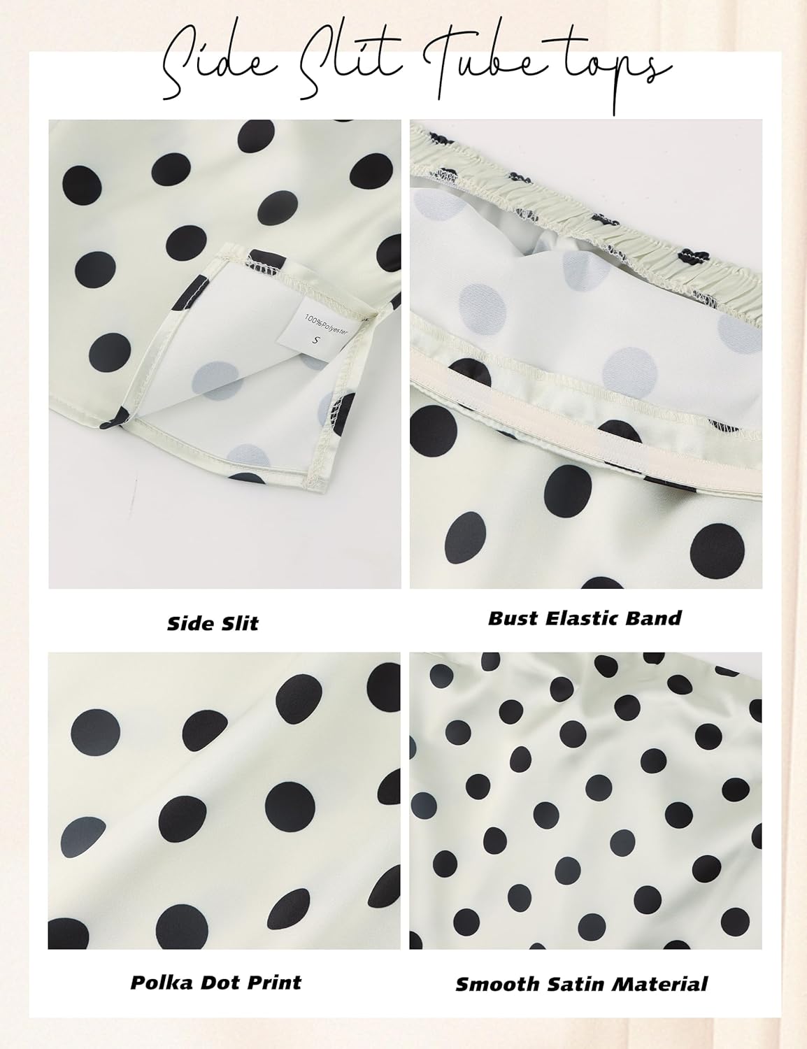 Women Polka Dot Side Slit Tube Tops Strapless Backless Tank Tops Sleeveless Shirts Blouse Sexy Bandeau Tops - Image 5