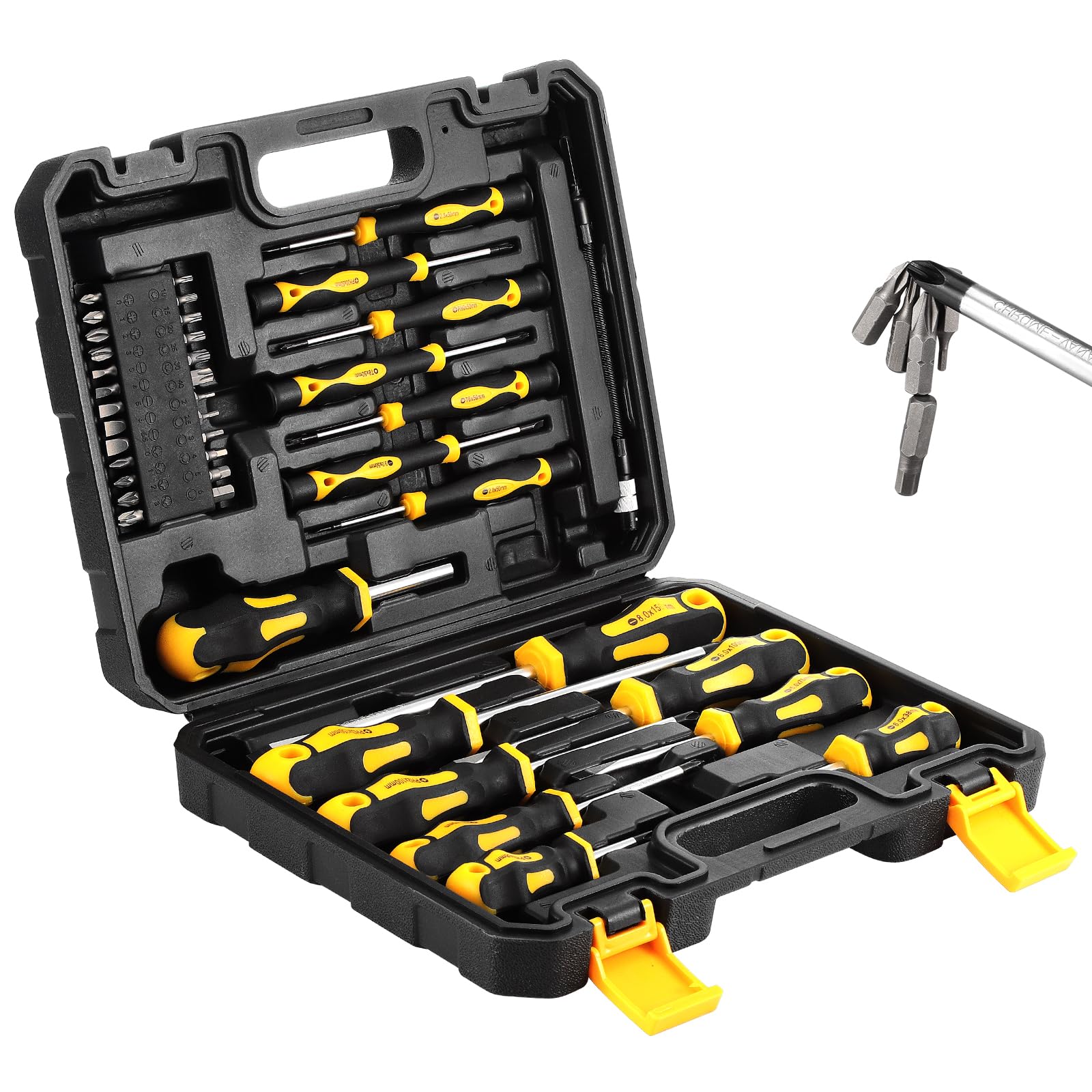 HSEAMALL 42PCS Magnetic Screwdriver Set,Including Slotted, Phillips, Torx, Hex, Square