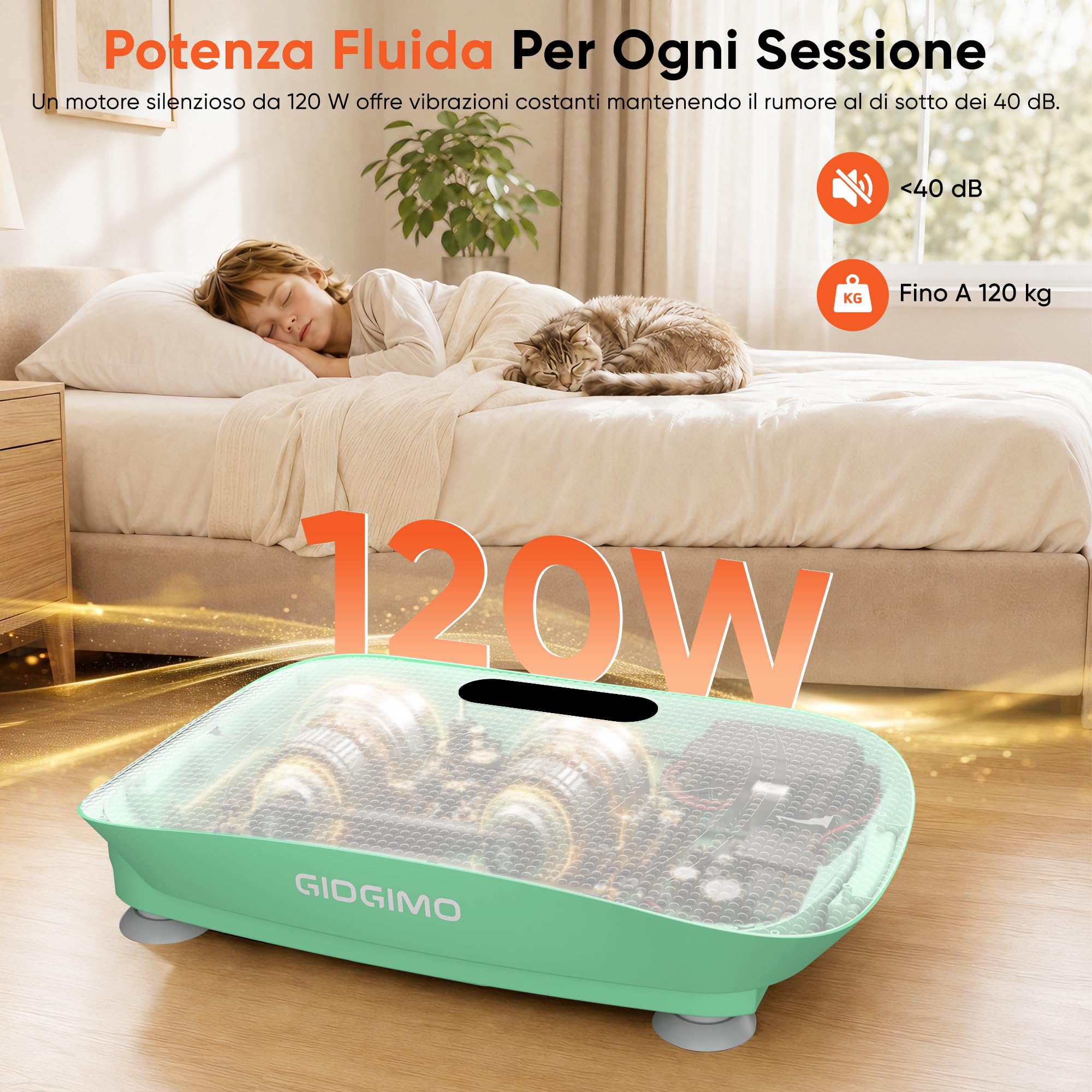 GIDGIMO Pedana Vibrante Fitness, Piattaforma Vibrante per Allenamento Total Body a Casa, con Musica Bluetooth, Telecomando e 5 Bande di Resistenza