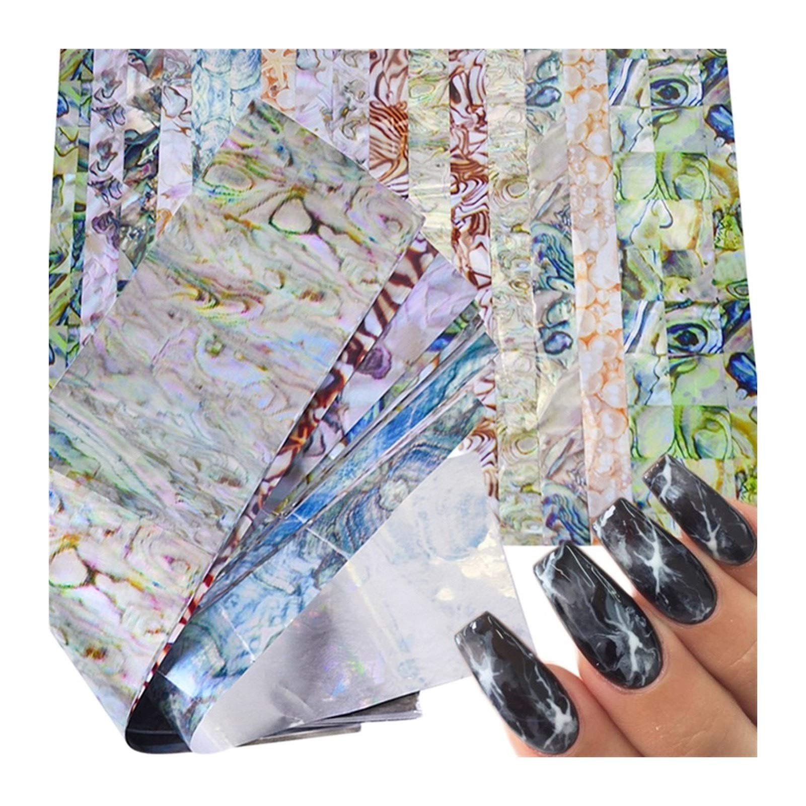 Claral16 PCS Colorful Marble Shining Stone Rock Nail Art Foil Stickers Glue Transfer Gorgeous Manicure Nail Art Decorations TR492 Claral