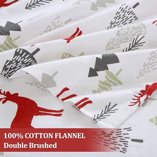 Miniatura 10 de CAROMIO Juego de sábanas de franela de Navidad tamaño Queen, 100% algodón, franela cepillada suave y pesada, sábanas cálidas de invierno de 16