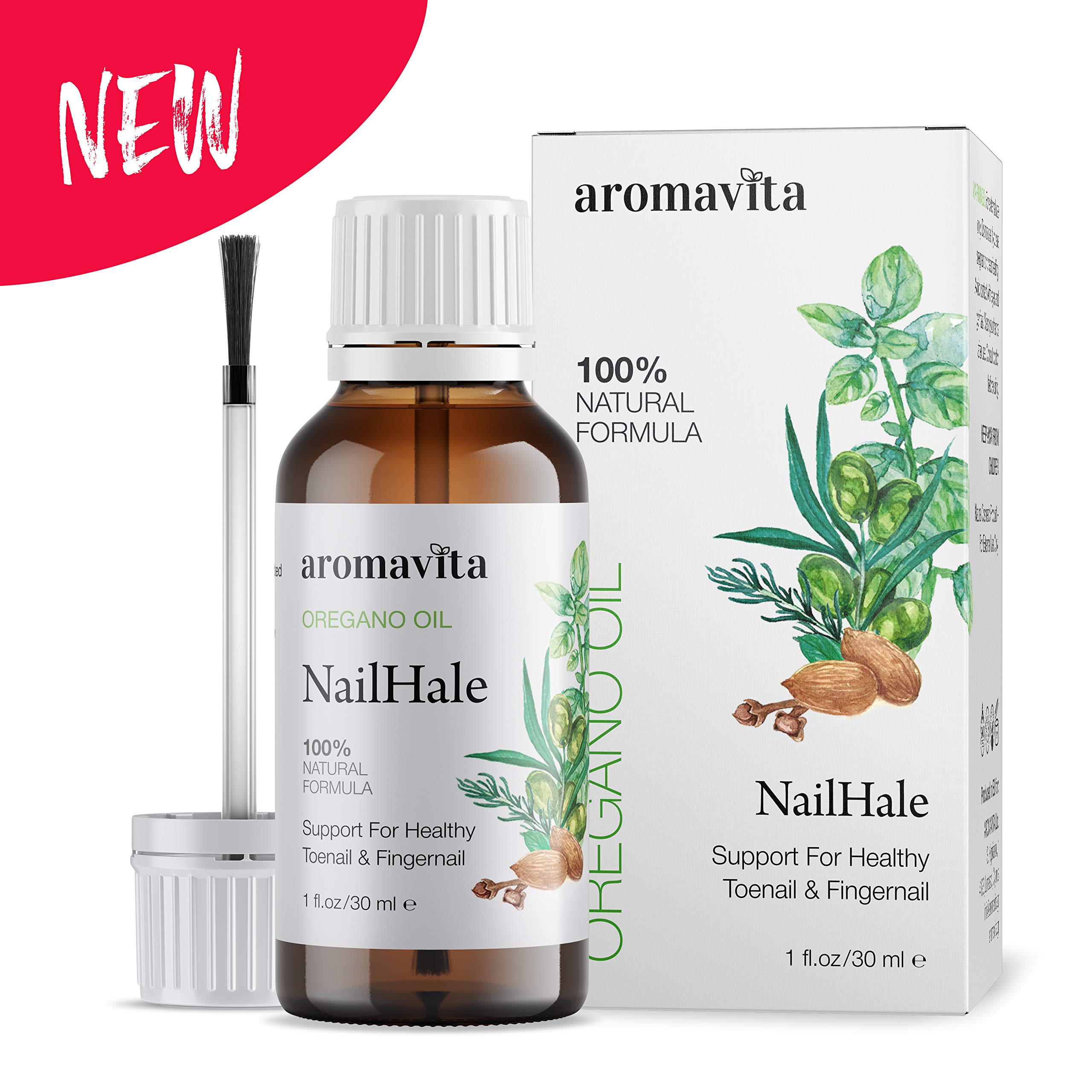 AROMAVITAFungiFix Total Nail Repair with Oil of Oregano, Tea Tree Oil and Vitamin E – A Formula for Stronger Nails, Enhances Toenail and Fingernail Appearance, Promotes Nail Recovery, Vegan, 1 fl. Oz