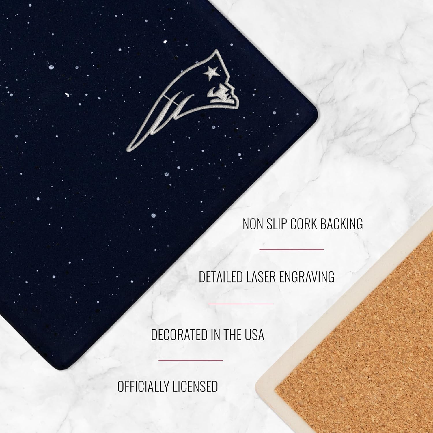 Rico Industries NFL Football Standard Set of 4 Ceramic Drink Coasters with Non-Slip Cork Base for Drinks - Image 5