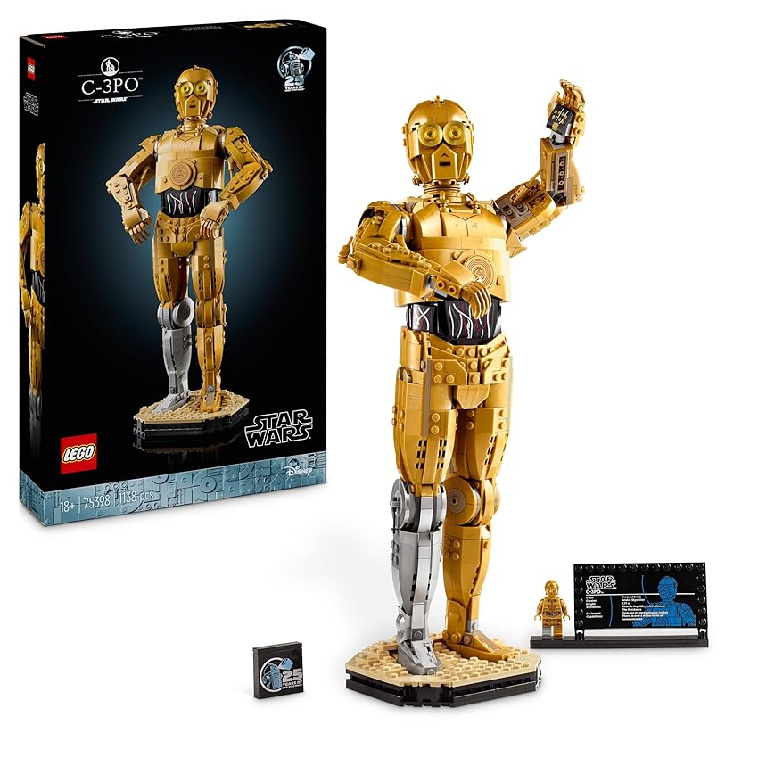 LEGO Star Wars 75398 C-3PO - Modellino di Droide da Costruire - Kit Modellismo per Adulti da Esposizione e da Collezione - Include Supporto, Targa Informativa e Minifigure - Idea Regalo per i Fan