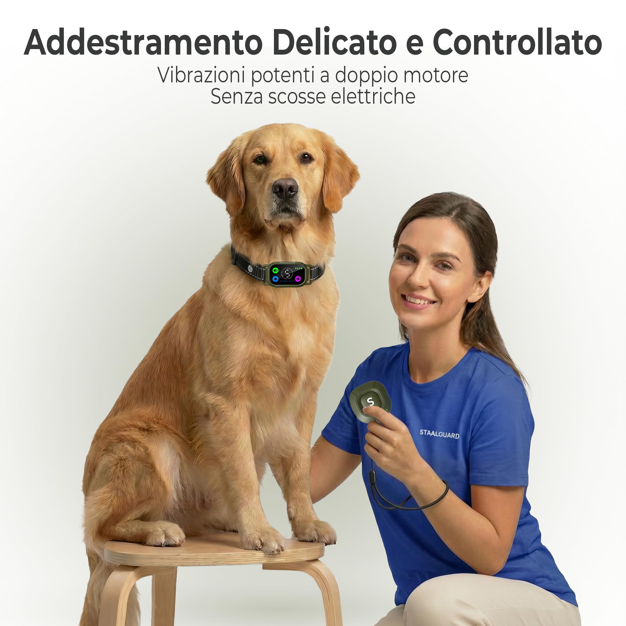 2-in-1 Collare Antiabbaio per Cani e Collare di Addestramento con Telecomando – Automatico e Manuale – Modalità Sonora e Vibrazione Progressiva – Impermeabile IP67