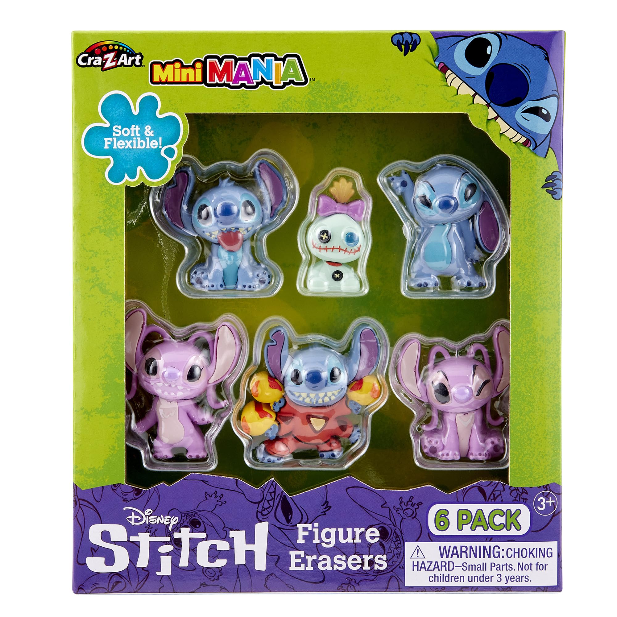 Stitch Surprise 6 Pack Mini Figure Erasers - Get 6 Real, Flexible Erasers to Assemble, Use and Collect, Great for Back to School, Blind Bag Inspired Kids Toy