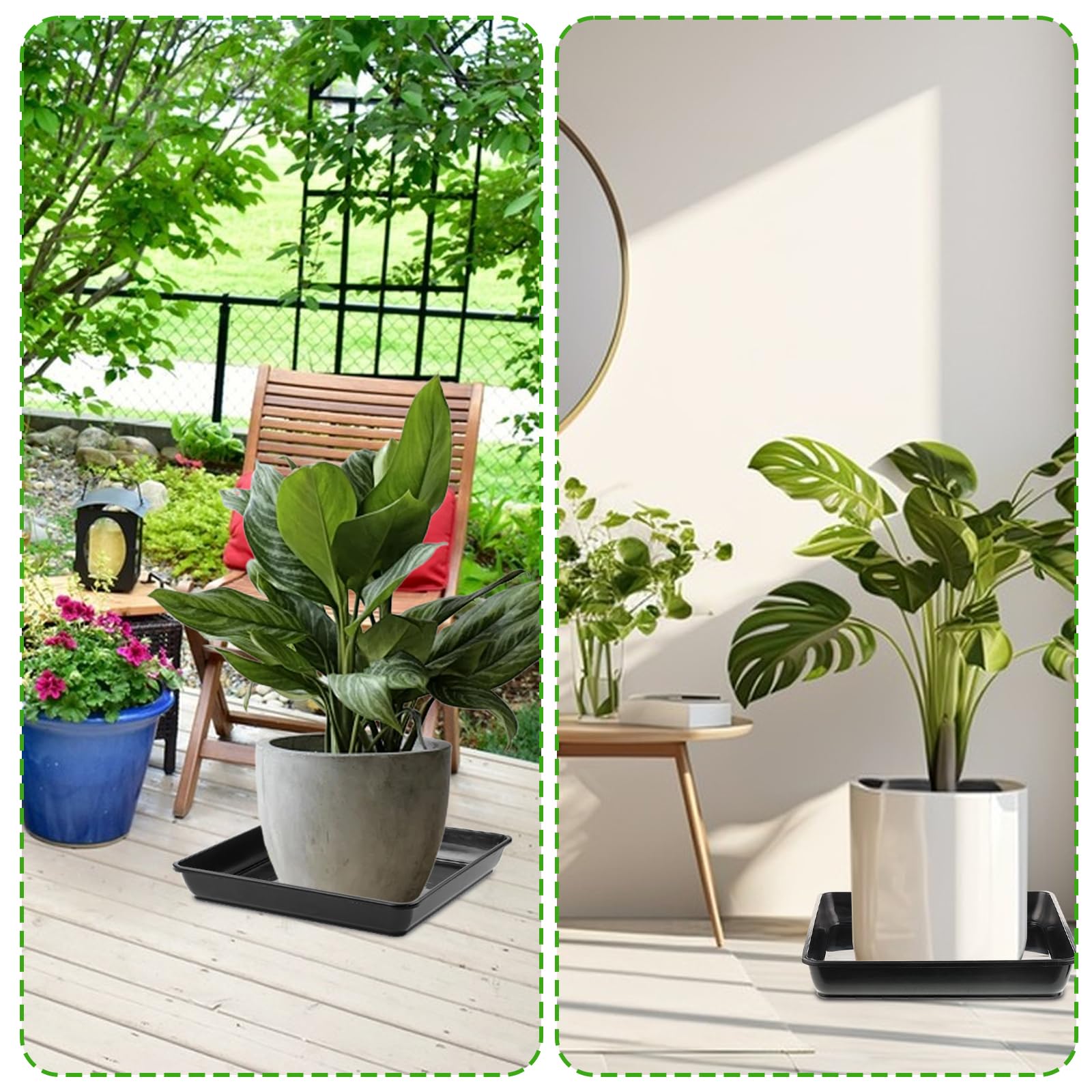 Lot de 6 pots de fleurs carrés - En plastique - Pour plantes d'extérieur et d'intérieur - Rectangulaire - 40 x 40 cm