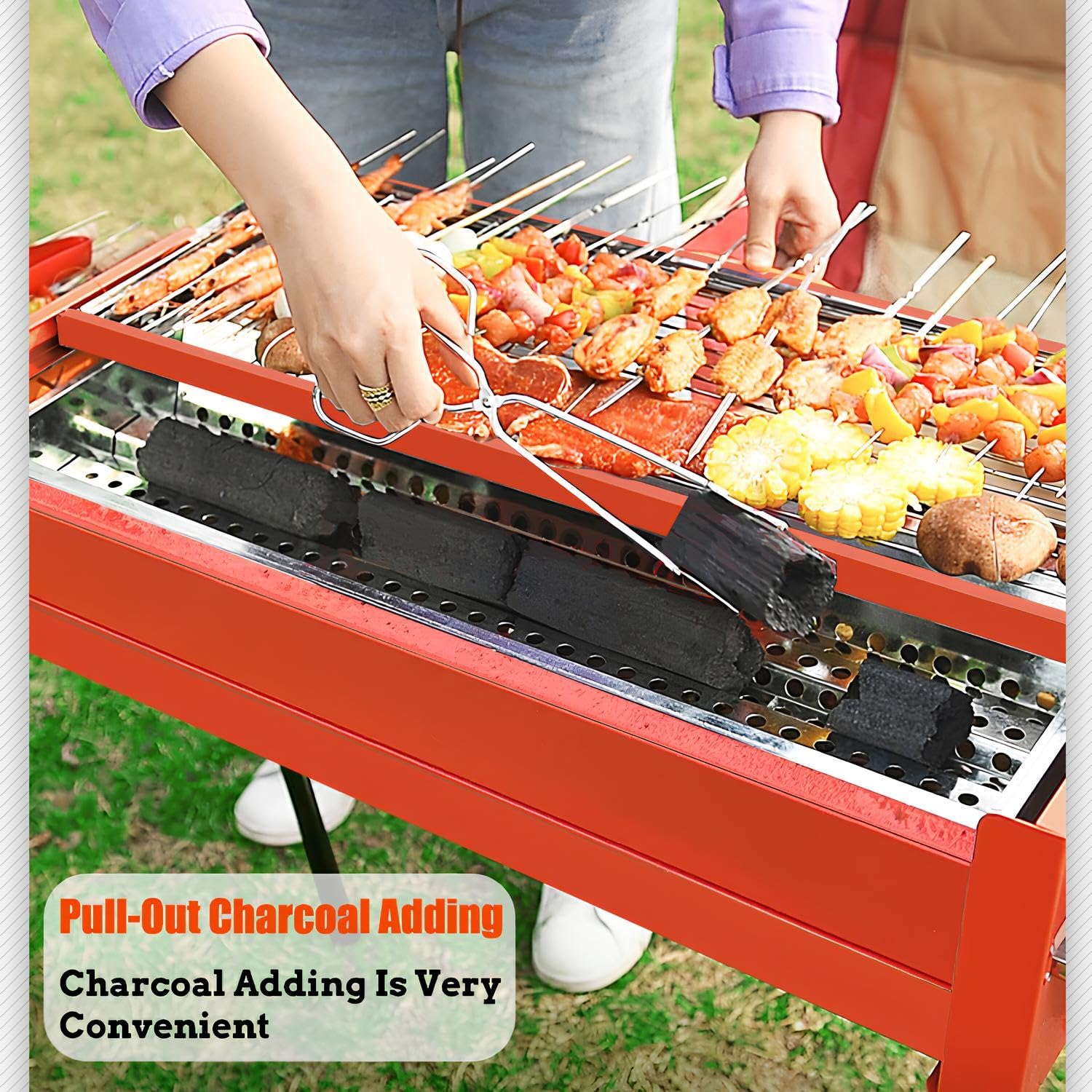 Barbecue portatile Chal Grill – Lar Outdoor BBQ per carne Vetables & More – Design rimovibile per una facile cottura & Sto – Griglia da giardino perfetta per riunioni estive