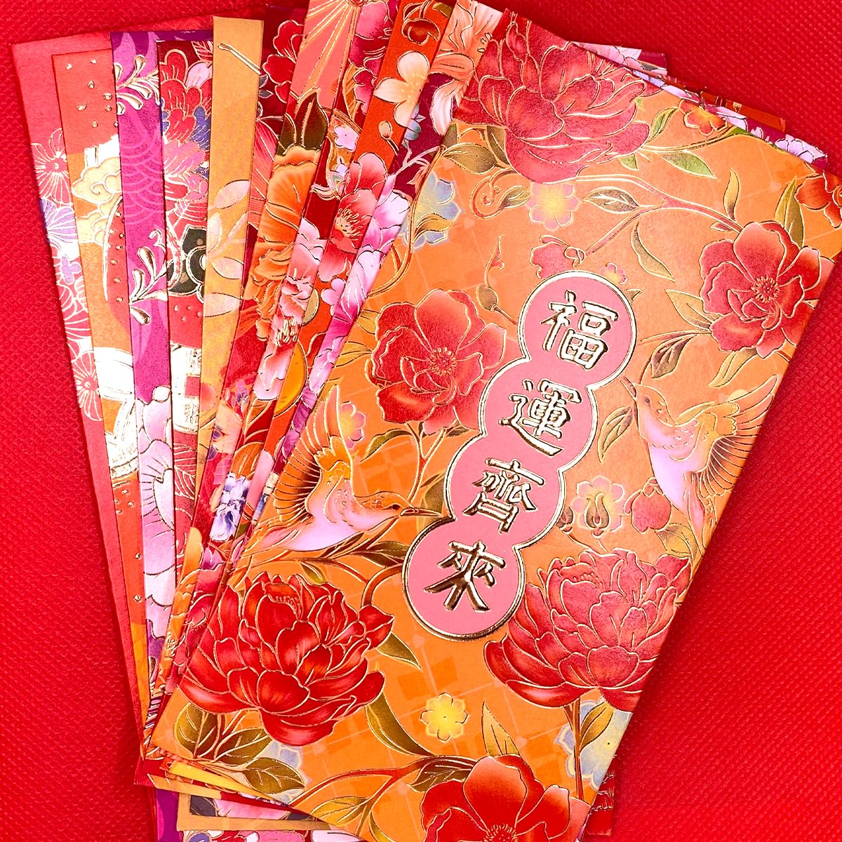 Enveloppes Rouges Hong Bao pour le Nouvel An Chinois, Grandes Enveloppes Porte-Bonheur pour Argent Liquide, Paquets Rouges Lai See