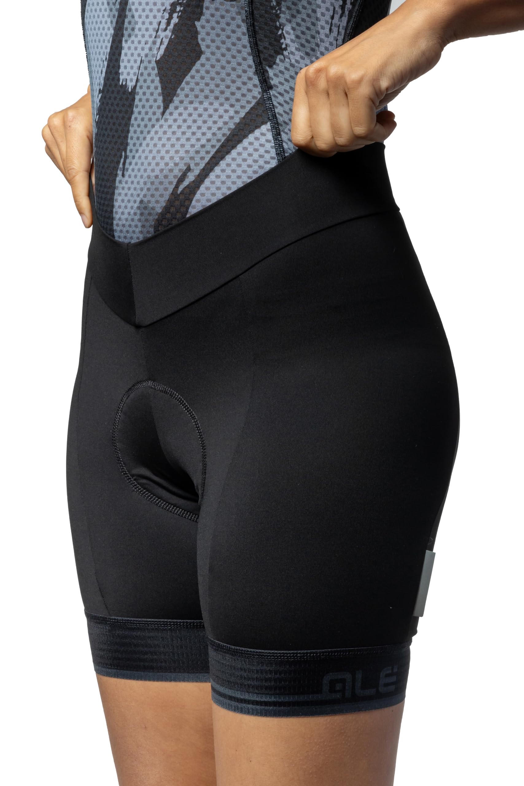 Alé Cycling Women's Pragma Classico RL Cycling Shorts, Black/Charcoal Grey, L