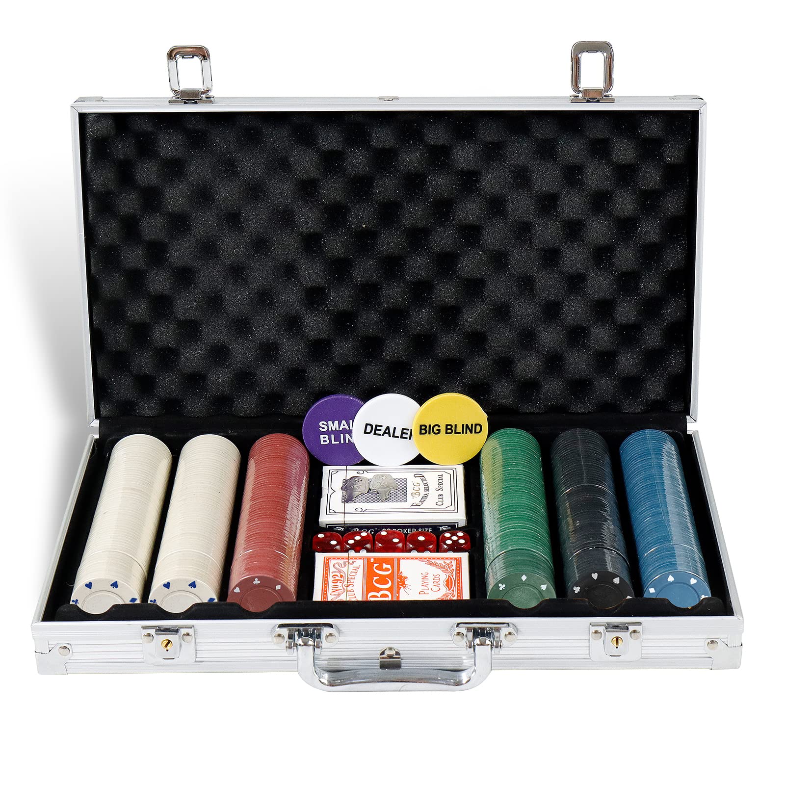 CCLIFE 360 PCS Pokerset Profi Pokerspiel inkl. Pokerkoffer Pokerdecks Dealer Button Poker Set Pokerchips Tischauflage Spielmatte