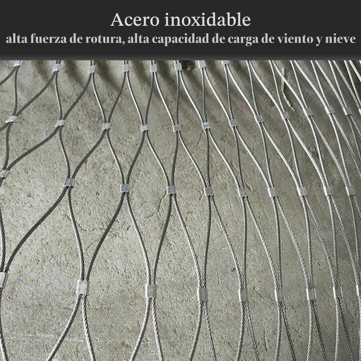 Red de Cuerda Acero Inoxidable 304,Malla Flexible Inoxidable Seguridad para jaulas zoológico Balcones escaleras protección trepar Planta(Orificio 10cm/2mm,3x1m)