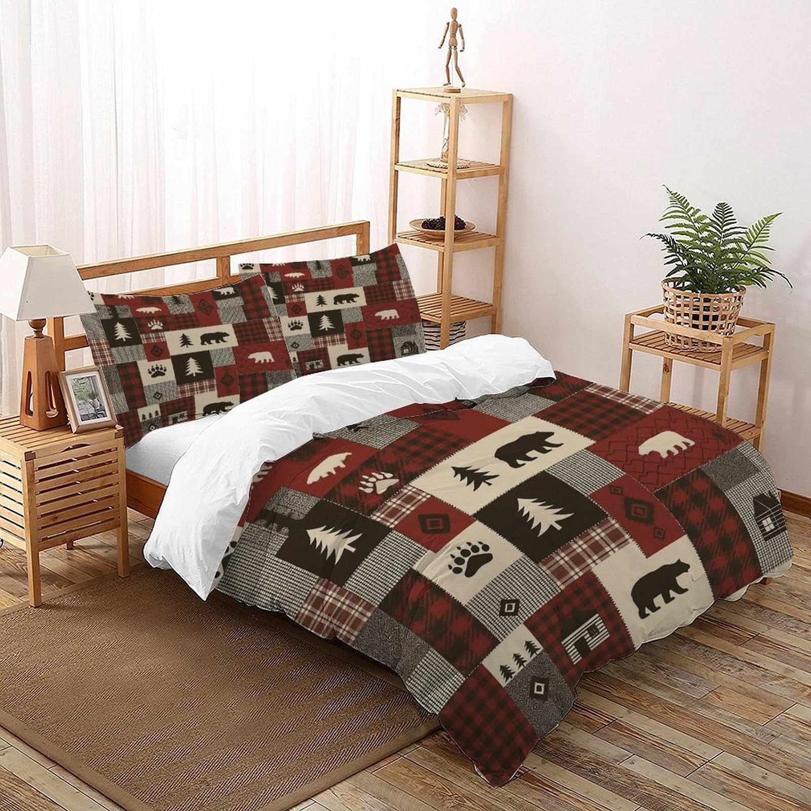 Housse de couette microfibre parure de lit adulte forest animals 3 pces