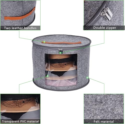 Miniatura 8 de Cajas para sombreros para mujer, caja de almacenamiento para sombreros, estuche de viaje, caja de almacenamiento plegable para sombreros con tapas,