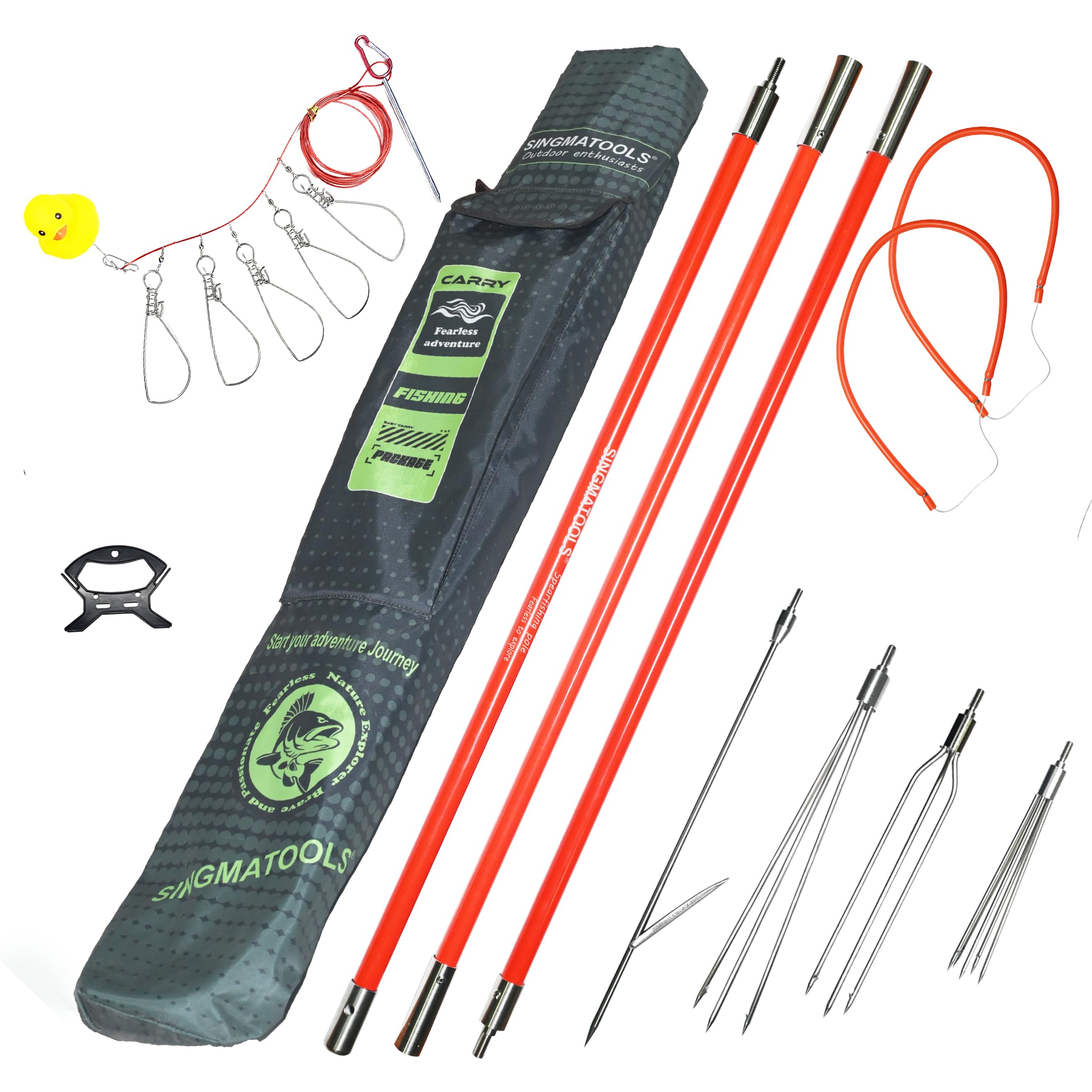 SINGMATOOLS Spearfishing Pole Hawaiian Sling Fishing Spear Set Fiberglass Pole Spear Harpoon Spearfishing Gear (Orange) : Sports & Outdoors