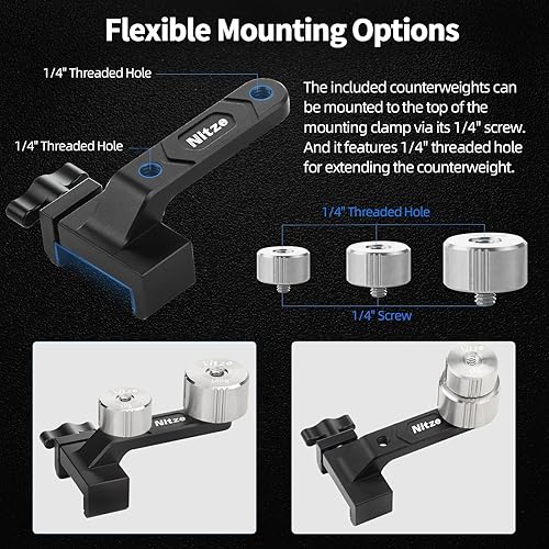 Miniatura 4 de Nitze T-DR01B - Kit de contrapeso con abrazadera de montaje, contrapeso de 1.76 oz, contrapeso de 3.53 oz y contrapeso de 7.05 oz para