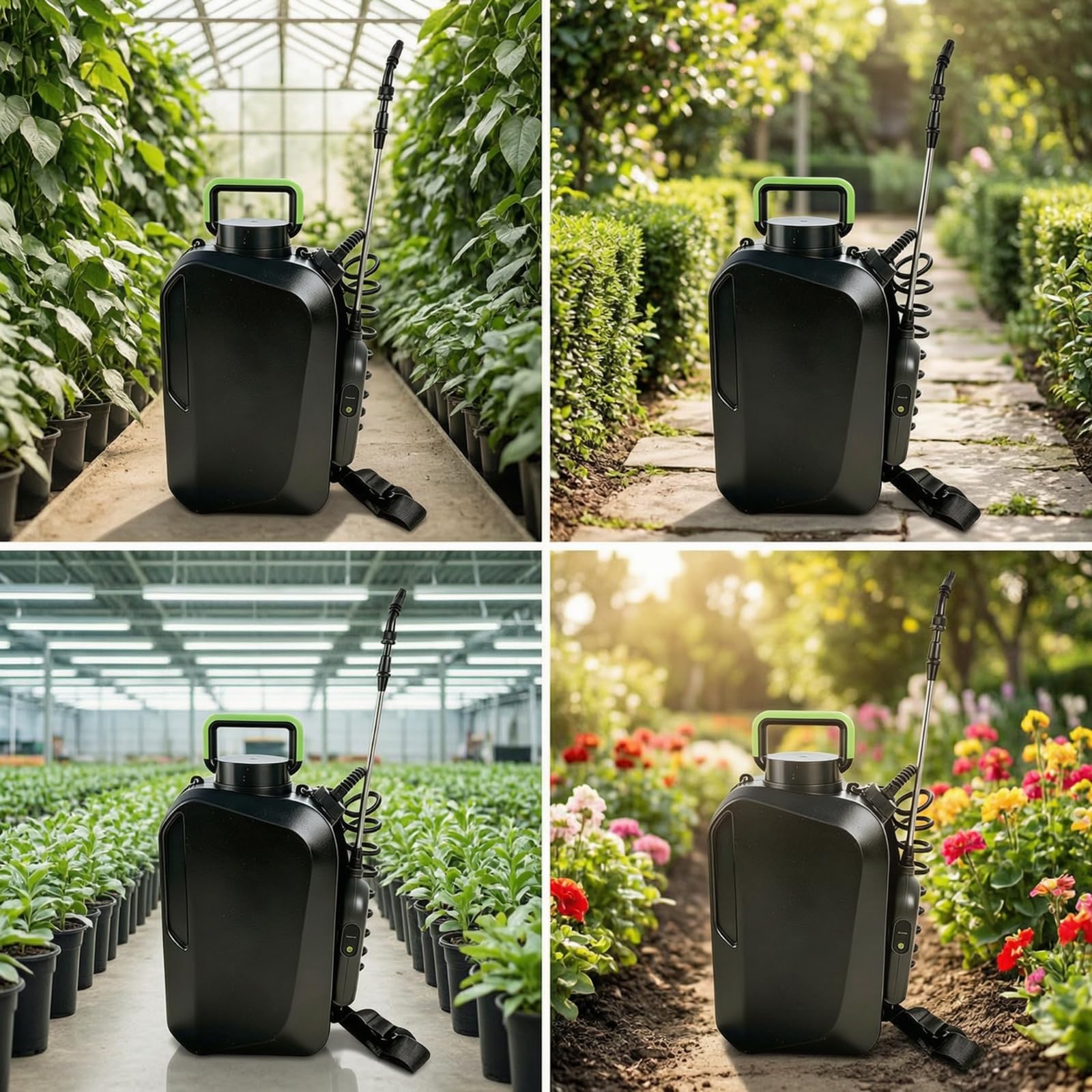 Pulverizador Eléctrico Mochila Jardín 12L Atomizador Rociador Aspersor Recargable con Enrollada Flexible y Gatillo Cómodo y Estable Adecuado para