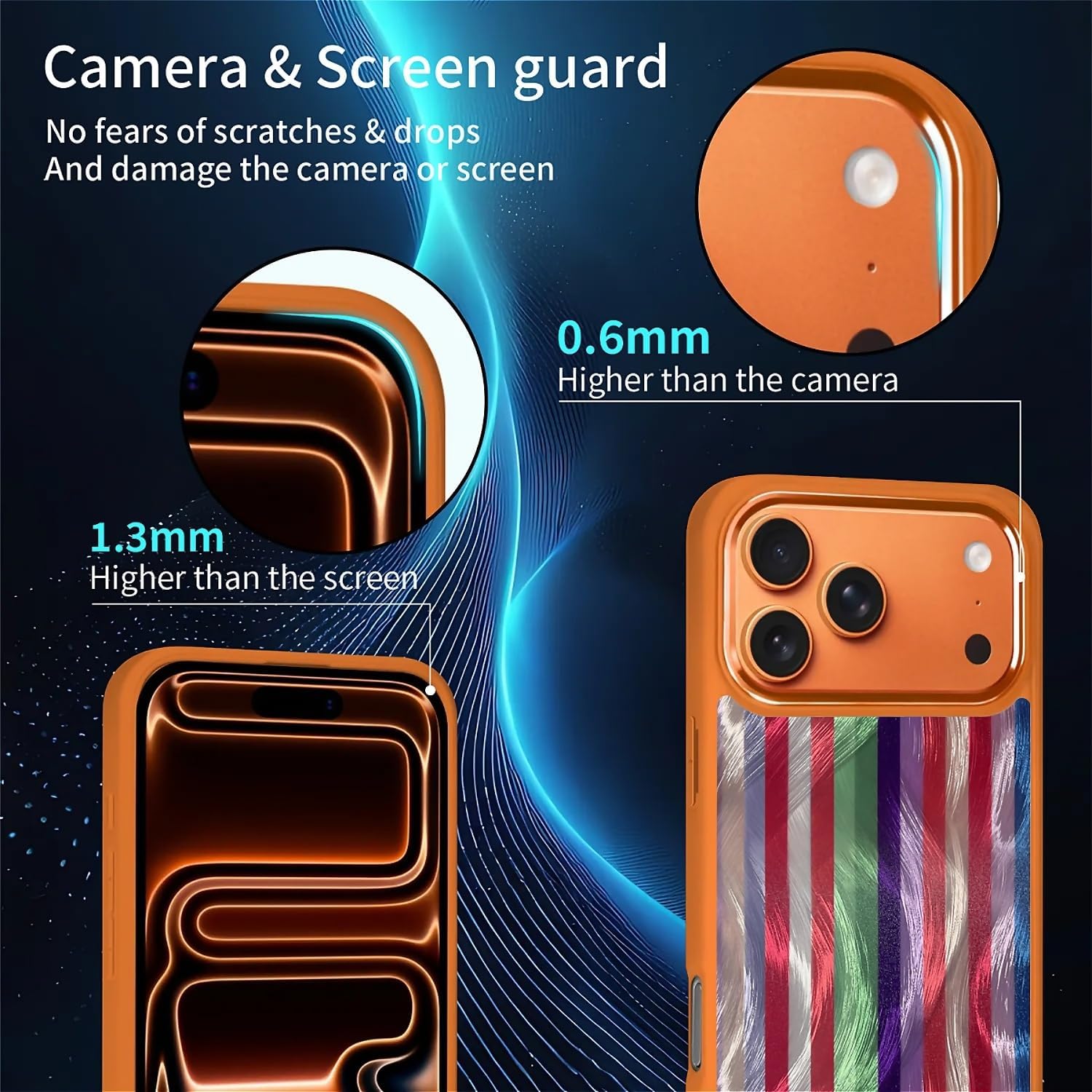 for iPhone 17 Pro Max Case for Women Girls,Compatible with MagSafe,Shiny Glitter Design Soft TPU Shockproof Protective Case for iPhone 17 Pro Max - Colorful Striped Retro Vertical Lines image 2