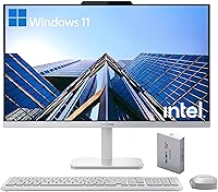 Lenovo A100 24" FHD All-in-One Desktop: Intel N100, 16GB RAM, 500GB HDD + 128GB SSD, WiFi 6, Win 11 Home Office PC