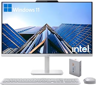 Lenovo A100 24" FHD All-in-One Desktop: Intel N100, 16GB RAM, 500GB HDD + 128GB SSD, WiFi 6, Win 11 Home Office PC