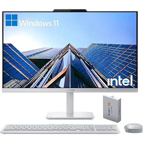 Lenovo 24" FHD All-in-One Desktop Computer for Home & Office, Intel Processor, 16GB RAM, 500GB External + 128GB PCIe, HDMI, Bluetooth 5.2, Business AIO, Vent-Hear, Wireless Keyboard & Mouse, Win 11