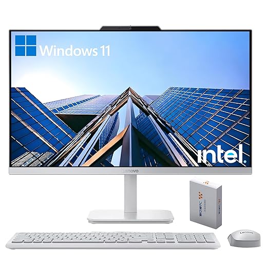 Lenovo 24" FHD All-in-One Desktop Computer for Home & Office, Intel Processor, 16GB RAM, 500GB External + 128GB PCIe, HDMI, Bluetooth 5.2, Business AIO, Vent-Hear, Wireless Keyboard & Mouse, Win 11