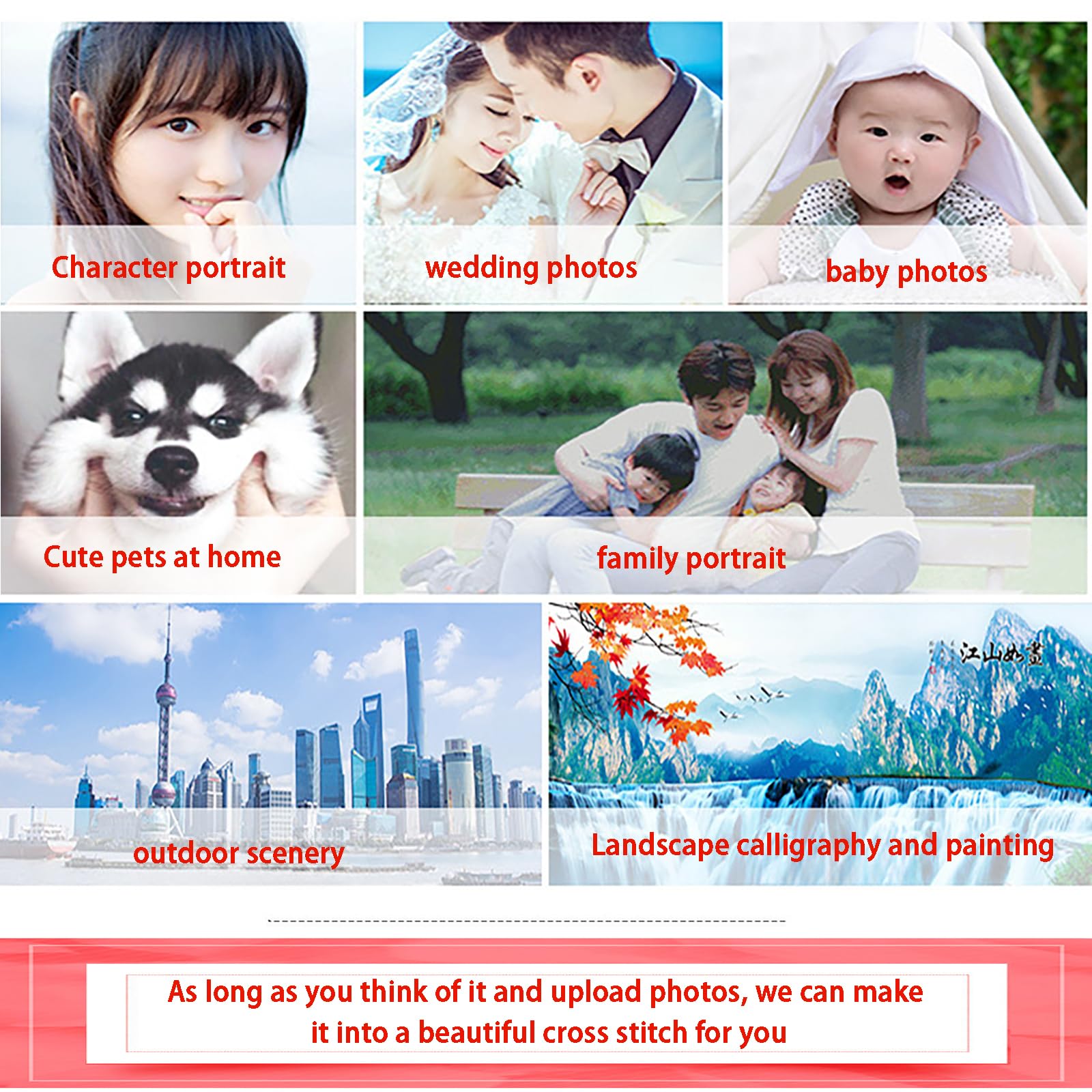 Punto De Cruz De Foto Personalizado, Kit De Bordado Impreso Personalizado, DiseñO Personalizado PatróN De Foto De Bordado Completo (Rectangle)