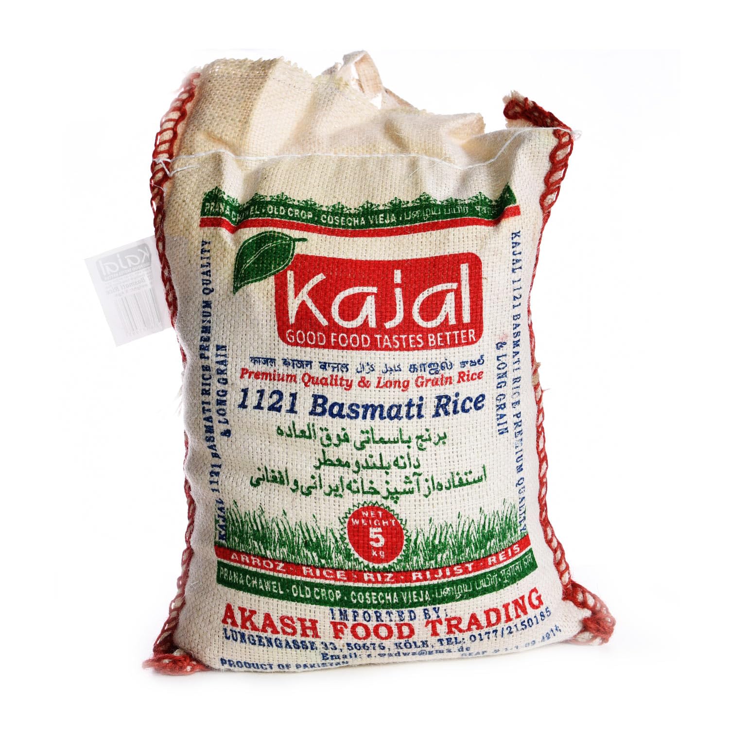 Riz Basmati Kajal Premium 1 x 5kg - Riz premium à grains longs, aromatique et moelleux, idéal pour les plats traditionnels, de haute qualité, sans gluten, végétalien, riche en nutriments