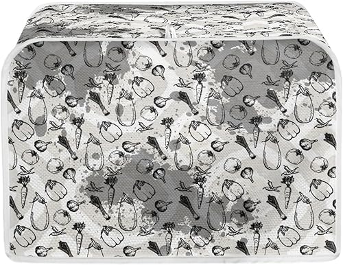 Miniatura 1 de Dajingkj Cubierta para tostadora de 4 rebanadas de ranura ancha para decoración de frutas grises, diseño único lavable para tostadora de pan,