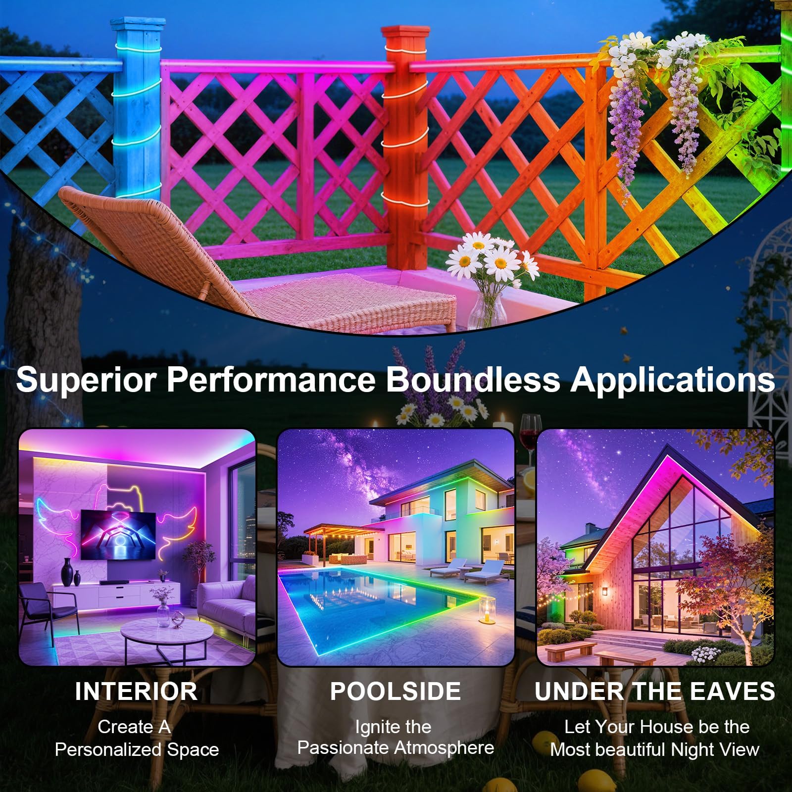 AHRLHR 30M Neon LED Streifen, IP68 Light Strips Outdoor & Indoor Use, Wasserdichte Flexible Lichtschlauch mit App und Fernbedienung, LED Rope Stripes für Wohnzimmer, Schlafzimmer, Spielzimmer