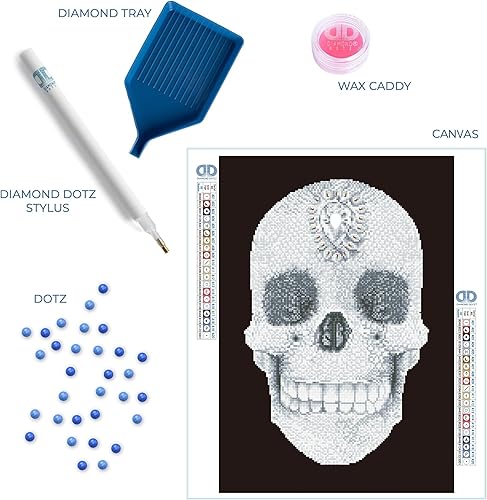 Miniatura 5 de DIAMOND DOTZ Kits de pintura de diamantes de calavera de cristal para adultos, kits de arte de diamantes, un kit de manualidades creativo relajante