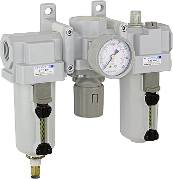 PneumaticPlus SAU400-N06DG-MEP Compressed Air Filter Regulator Lubricator Combo 3/4" NPT - Metal Bowl, Auto Drain, Bracket, Gauge