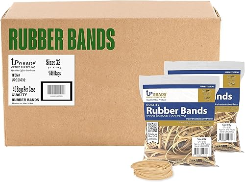 Miniatura 5 de Upgrade Office Supply UPG23732PK2 Bandas de goma, tamaño #32 (3 x 18 pulgadas), bolsas de 4 onzas (paquete de 2), color crepé natural, fabricado en