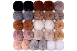BQTQ 26 Pieces Faux Rabbit Fur Pom Pom Keychain Fluffy Balls Pom Pom
