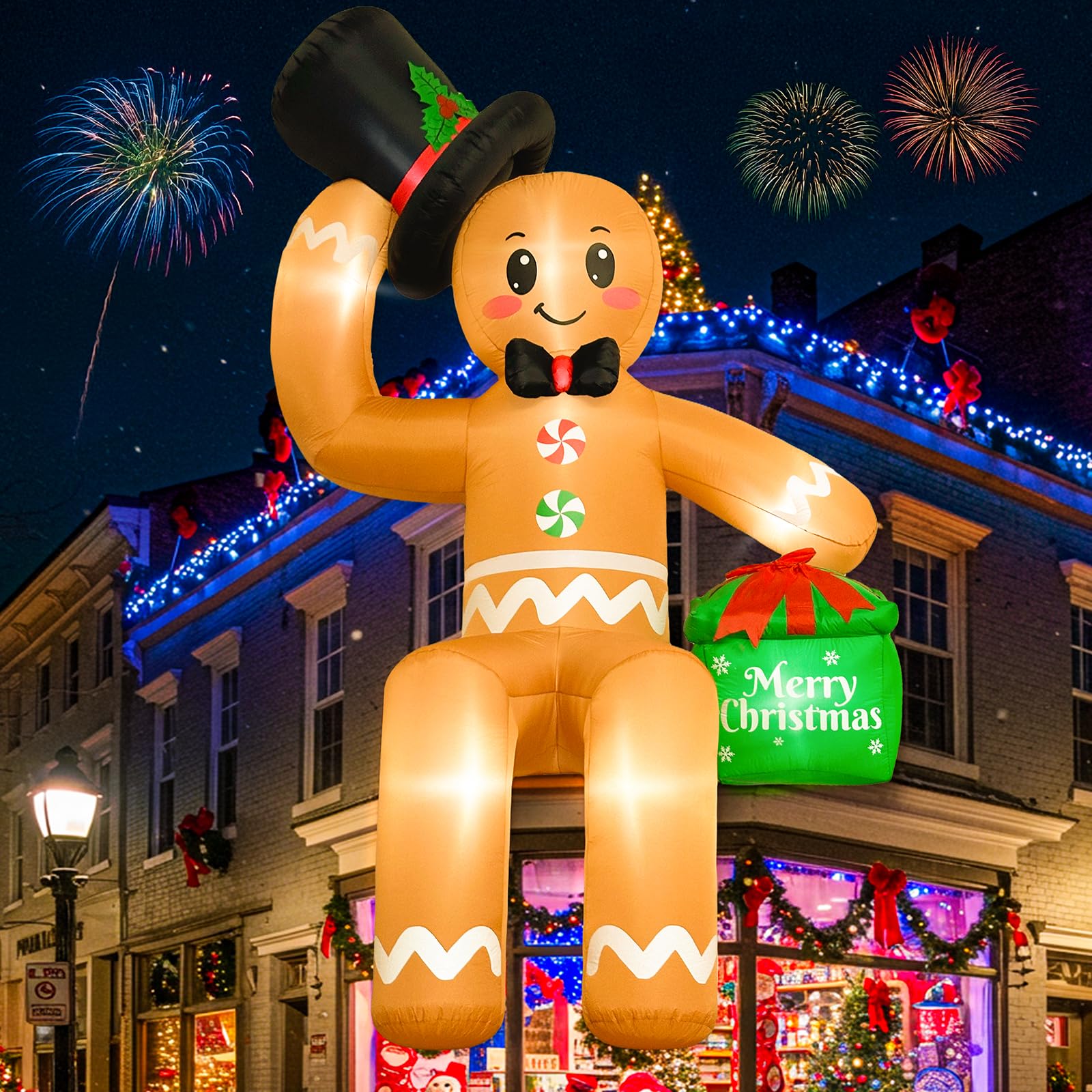Décoration de Noël gonflable pain d'épices de 4,5 m pour magie du jardin