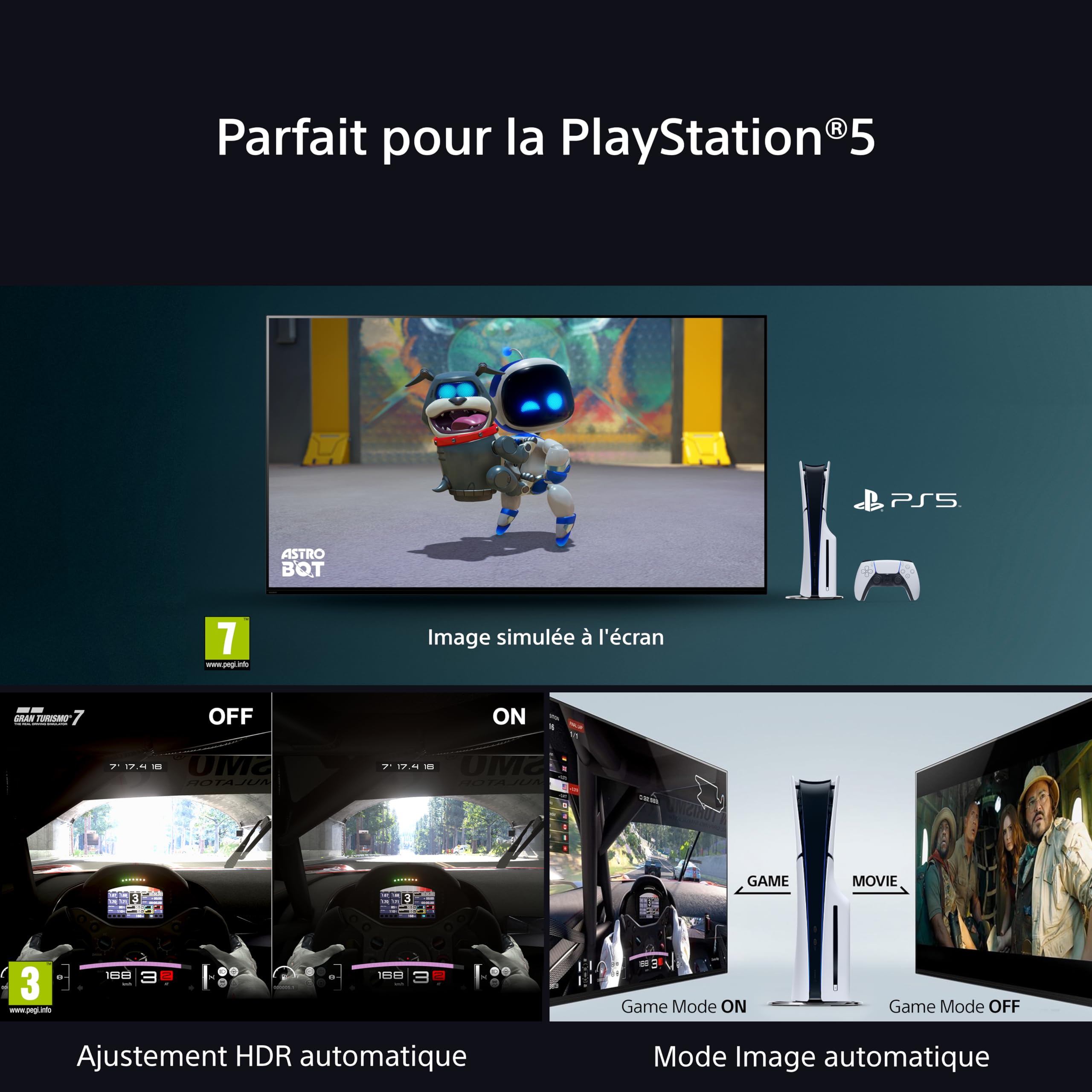 Sony BRAVIA 5 XR | Mini LED 55’ | IA XR Processor | Acoustic Multi-Audio | Dolby Vision/Atmos | IMAX Enhanced | Google TV (2025) | Google Cast | Apple AirPlay 2| Eco Dashboard Eco 2 | Menu Jeu 2