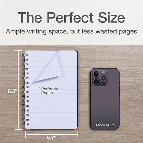 Miniatura 3 de Oxford Cuadernos de espiral de polietileno, libro pequeño de 5.7 x 8.5 pulgadas, cubierta de polietileno gruesa, papel blanco, regla universitario,