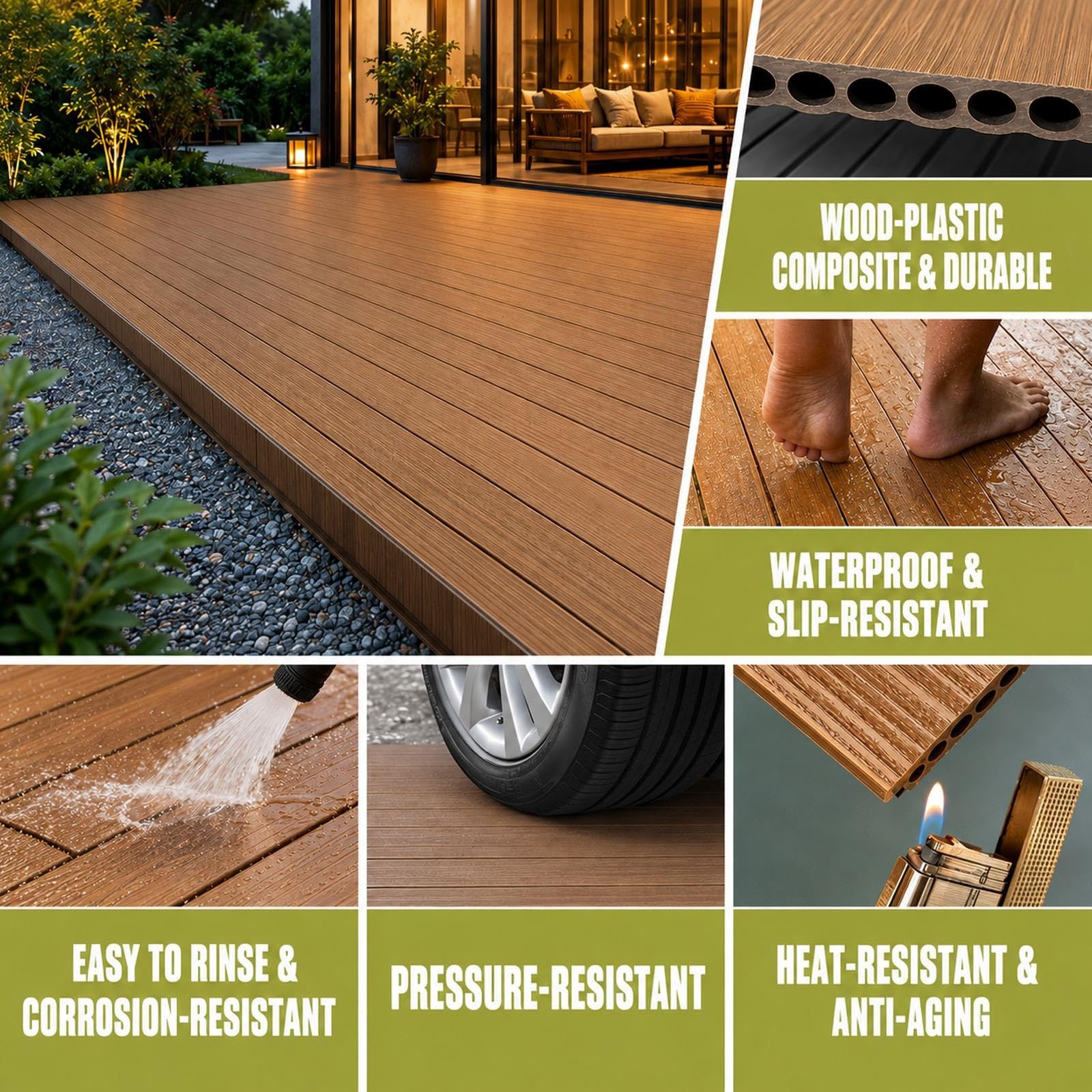 Piattaforma rialzata in legno composito impermeabile fai-da-te Per patio