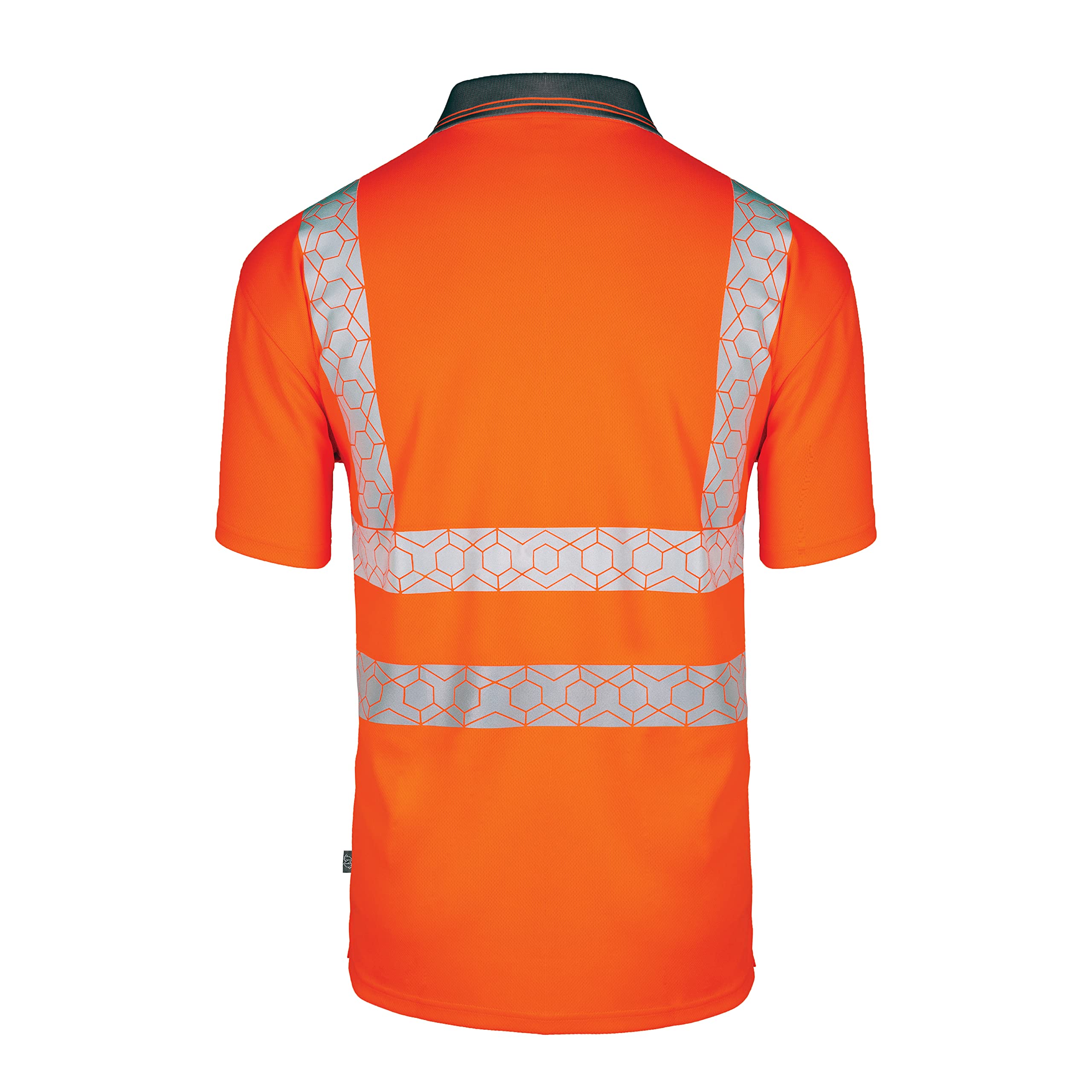 Beeswift Envirowear Hi-Vis Short Sleeve Polo Unisex Reflective Sustainable Safety PPE Workwear - Orange/Saturn Yellow - Sizes S-5XL
