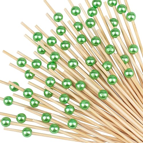 Miniatura 15 de Palillos de dientes para aperitivos, 100 palillos de cóctel decorativos, brochetas de bambú de 4.7 pulgadas de largo, palillos de madera elegantes