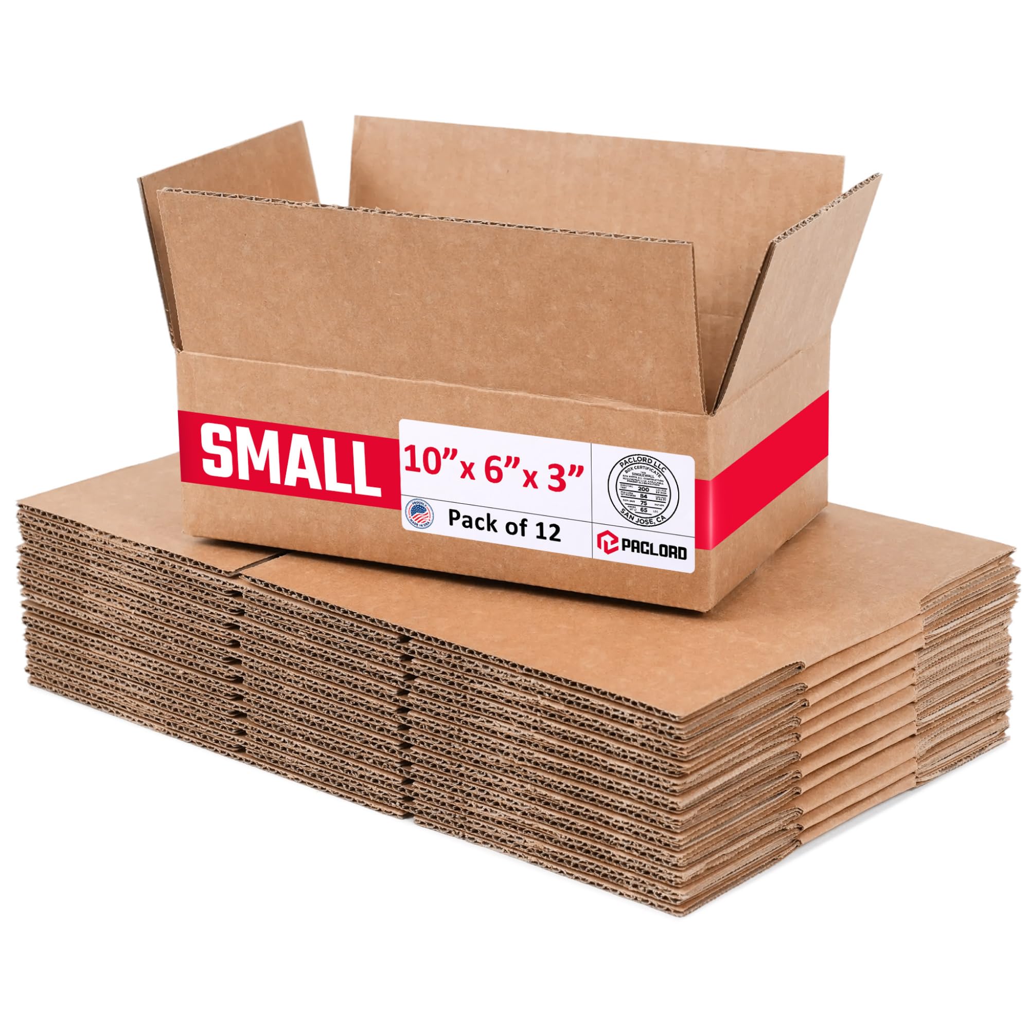 Small Cardboard Boxes 10"L x 6"W x 3"H (Pack of 12) - USA-Made Packing Boxes for Moving, Shipping, or Storage - USPS, UPS, FedEx Approved - Professional Packing Supplies for Moving | USA-Made Packing Boxes for Moving, Shipping, or Storage - USPS, UPS, FedEx Approved - Professional Packing Supplies