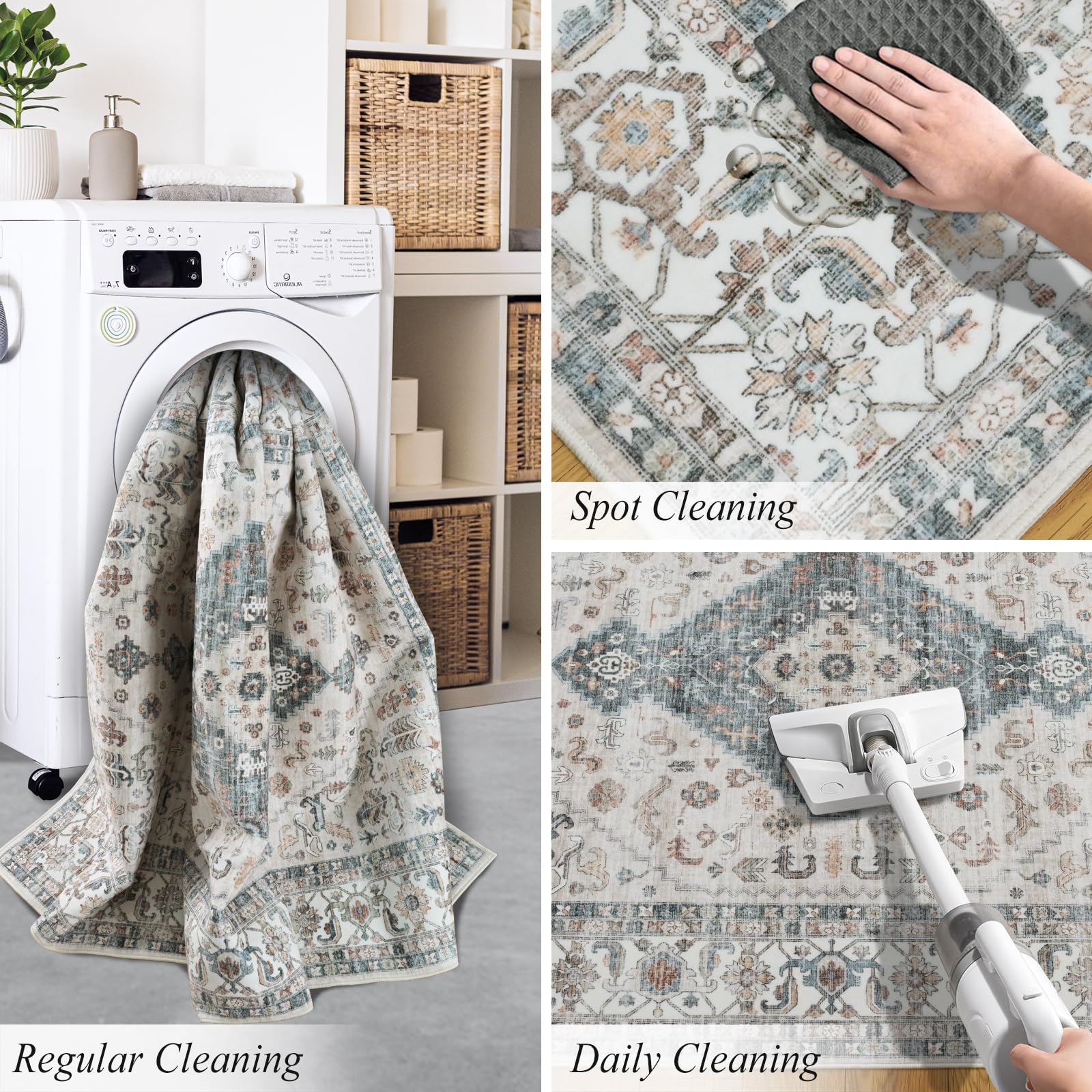 120x180 cm Rug for Living Room Vintage Area Rugs,Washable Non Slip Rugs Indoor Floor Mat Traditional Printed Carpets for Bedroom Home Decor area Rug Blue