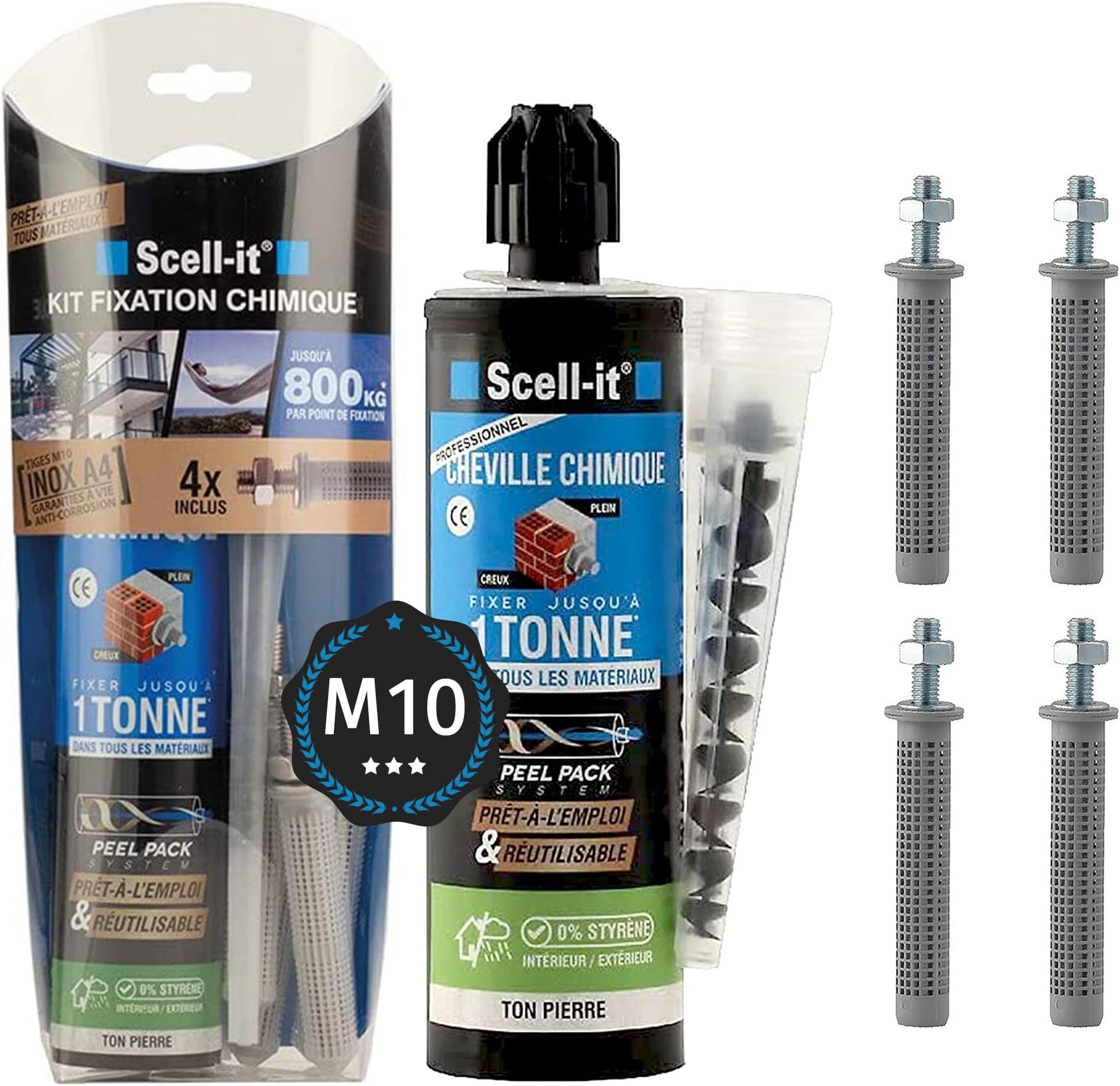 Kit de Scellement chimique Tiges INOX M10, Jusqu'à 800Kg de résistance — free download