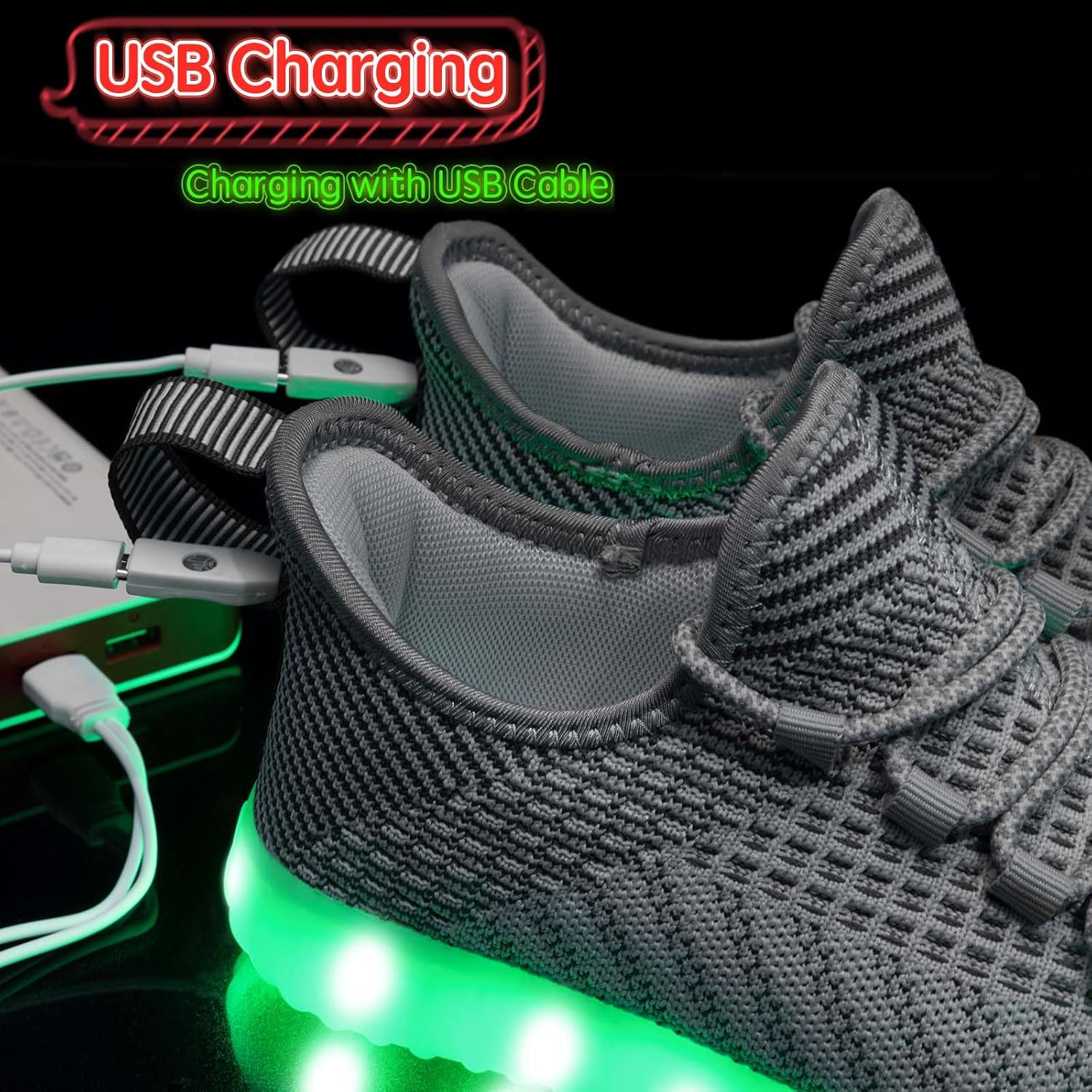 Light Up Shoes for Women Men, Unisex USB Charging LED Shoes Adult Halloween Mesh Upper Glowing Luminous Trainers Dancing Flashing Sneakers - Image 6