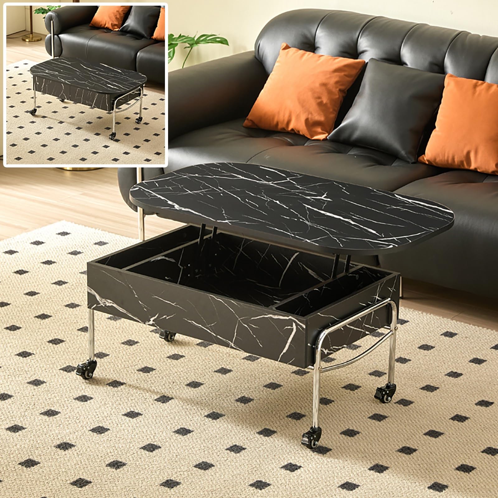 Table basse plateau relevable bois rustique idéale pour bureau et salon