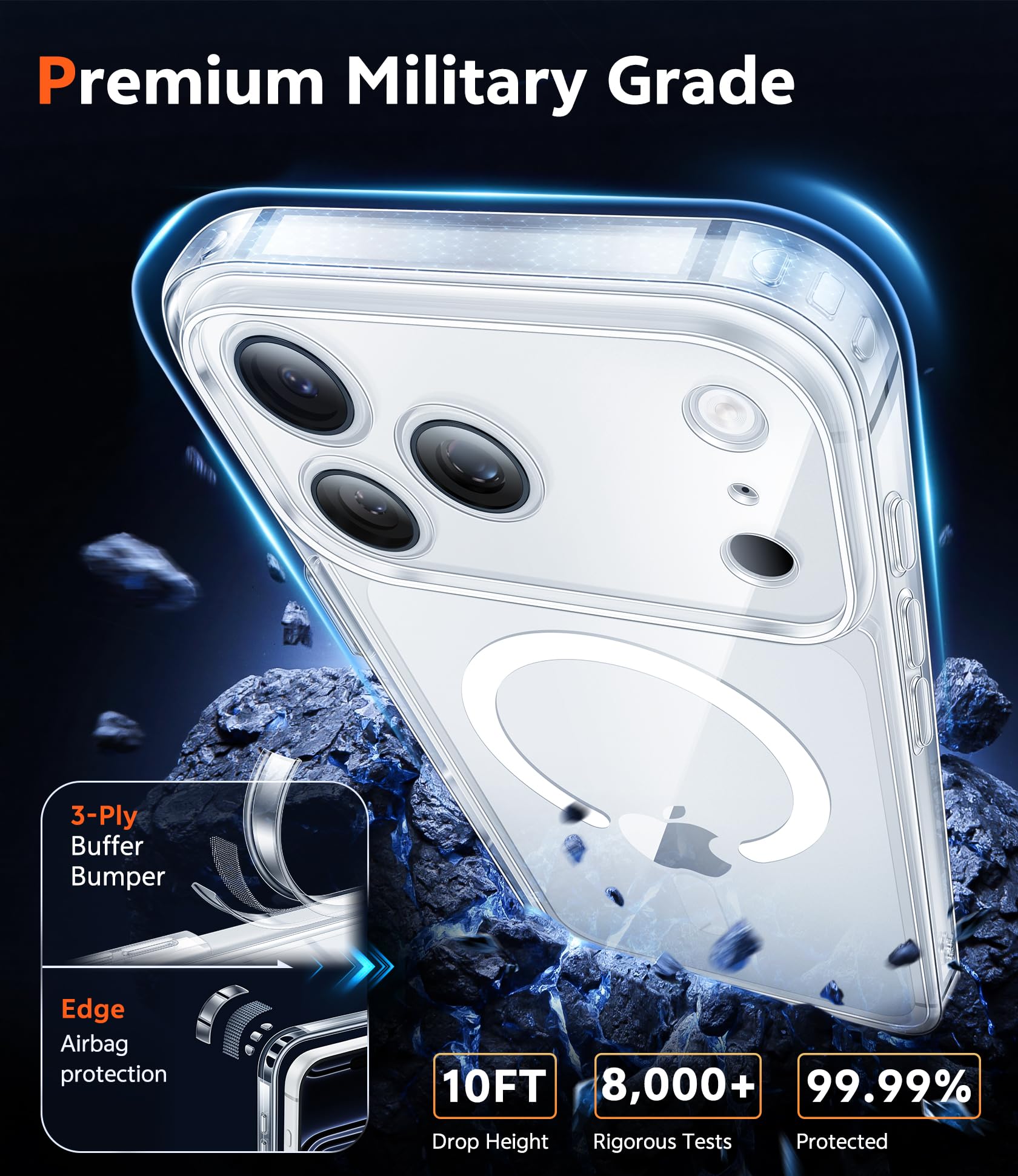 新品未使用fragmentXXXCASETiFYiPhone17ProMax FNTCASE for iPhone 17 Pro-Max Case: Clear Magnetic Phone Cases