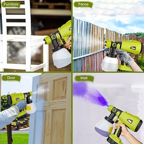 Miniatura 7 de YEX-BUR Rociador de pintura inalámbrico para Ryobi 18V ONE + batería de iones de litio NiCd NiMh, pistola eléctrica HVLP de pintura de mano con