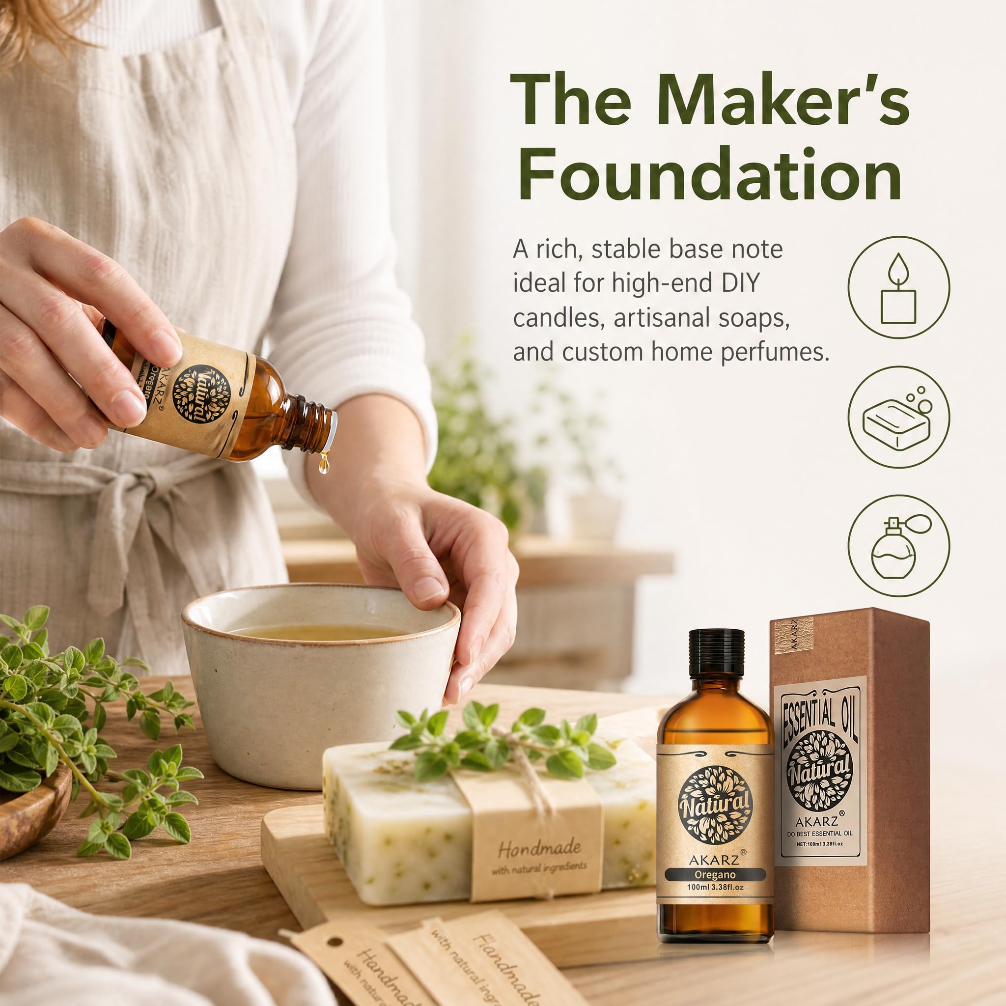 AKARZ 100ml Olejek esencjny z Oregano - Naturalny olejek aromatyczny do dyfuzorów, lamp aromatycznych i aromatów pomieszczeń